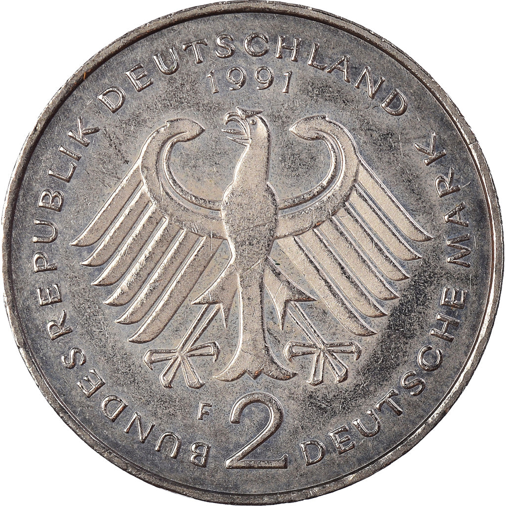 Coin, GERMANY - FEDERAL REPUBLIC, 2 Mark, 1991, Stuttgart, EF(40-45)