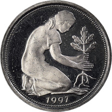 Coin, GERMANY - FEDERAL REPUBLIC, 50 Pfennig, 1997, Hambourg, BE, MS(63)