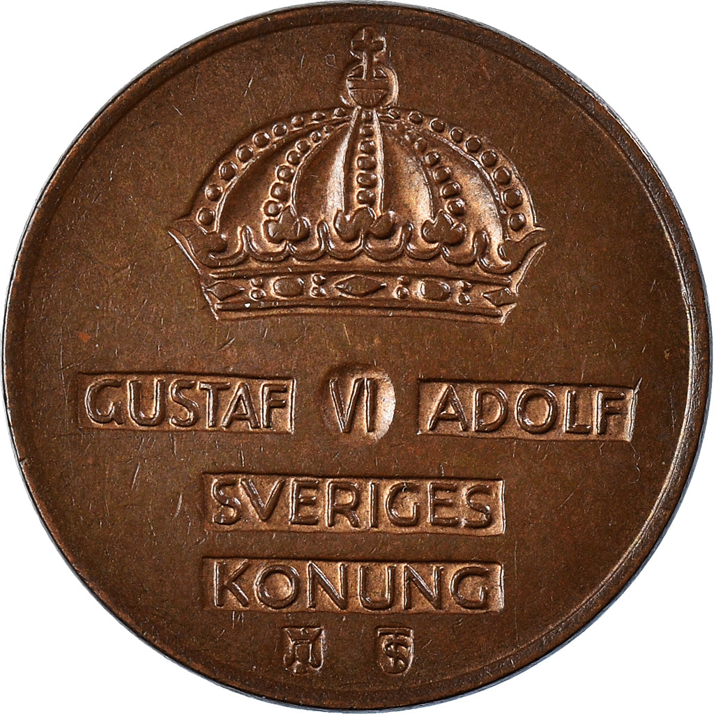 Coin, Sweden, Gustaf VI, 2 Öre, 1956, AU(50-53), Bronze, KM:821
