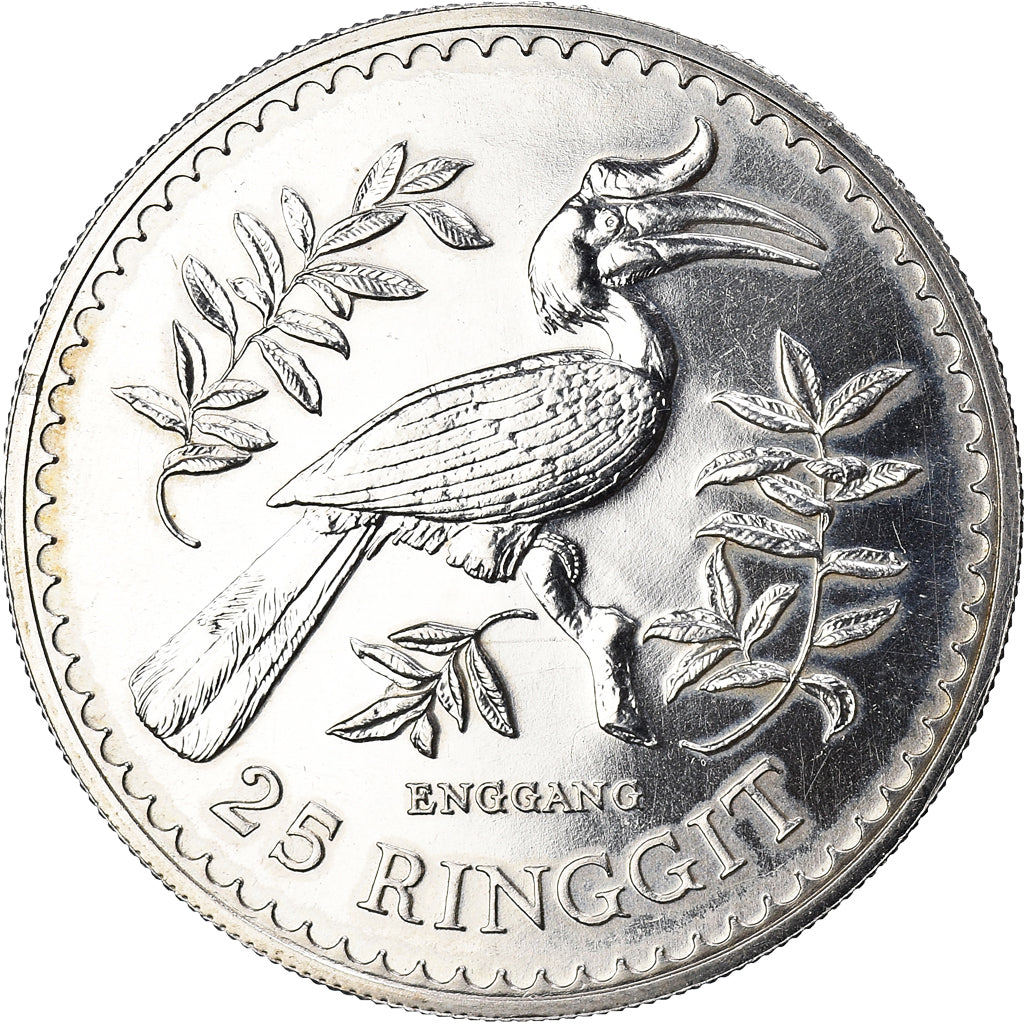 Coin, Malaysia, Agong VI Conservation, 25 Ringgit, 1976, AU(55-58), Silver