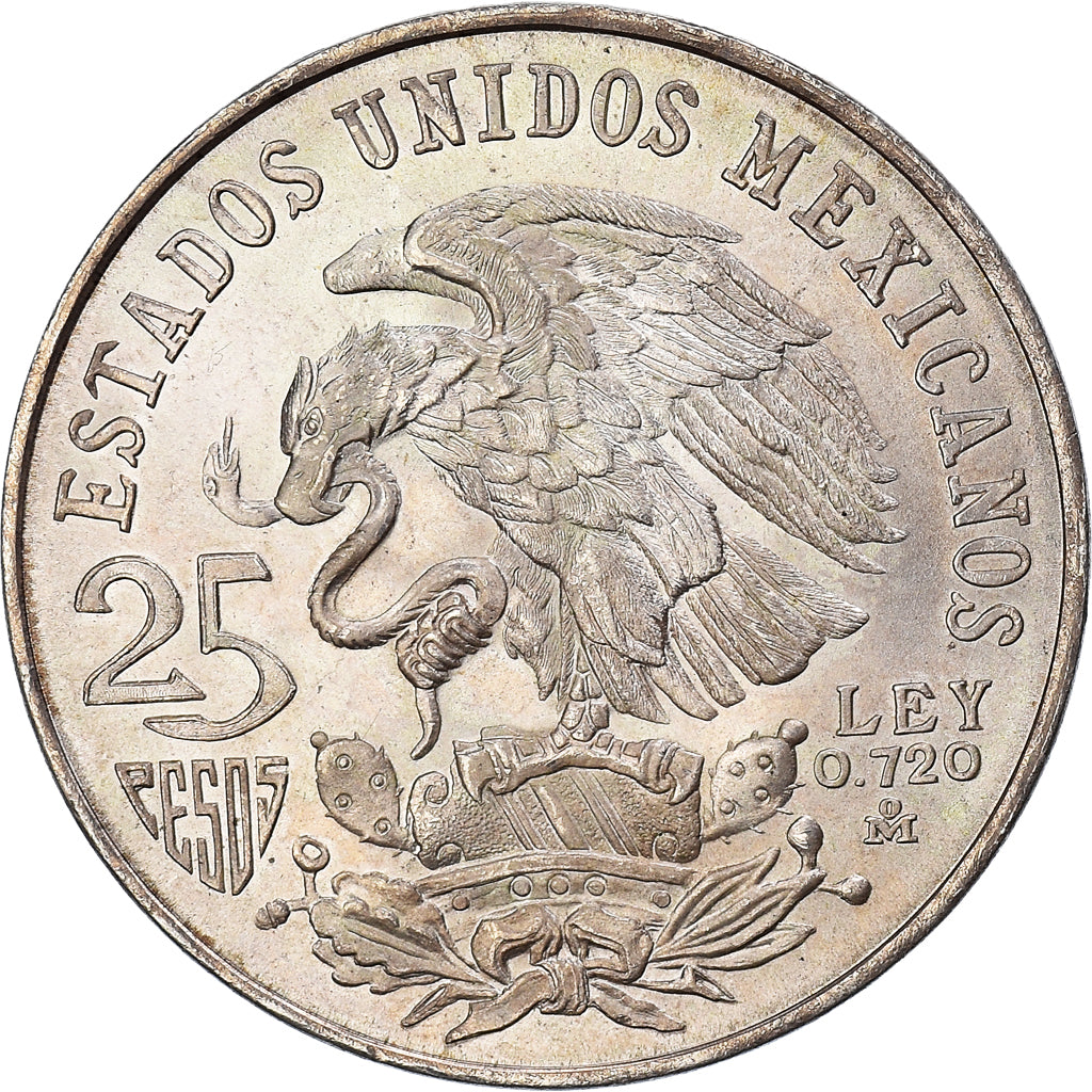 Coin, Mexico, 25 Pesos, 1968, Mexico, AU(50-53), Silver, KM:479.1