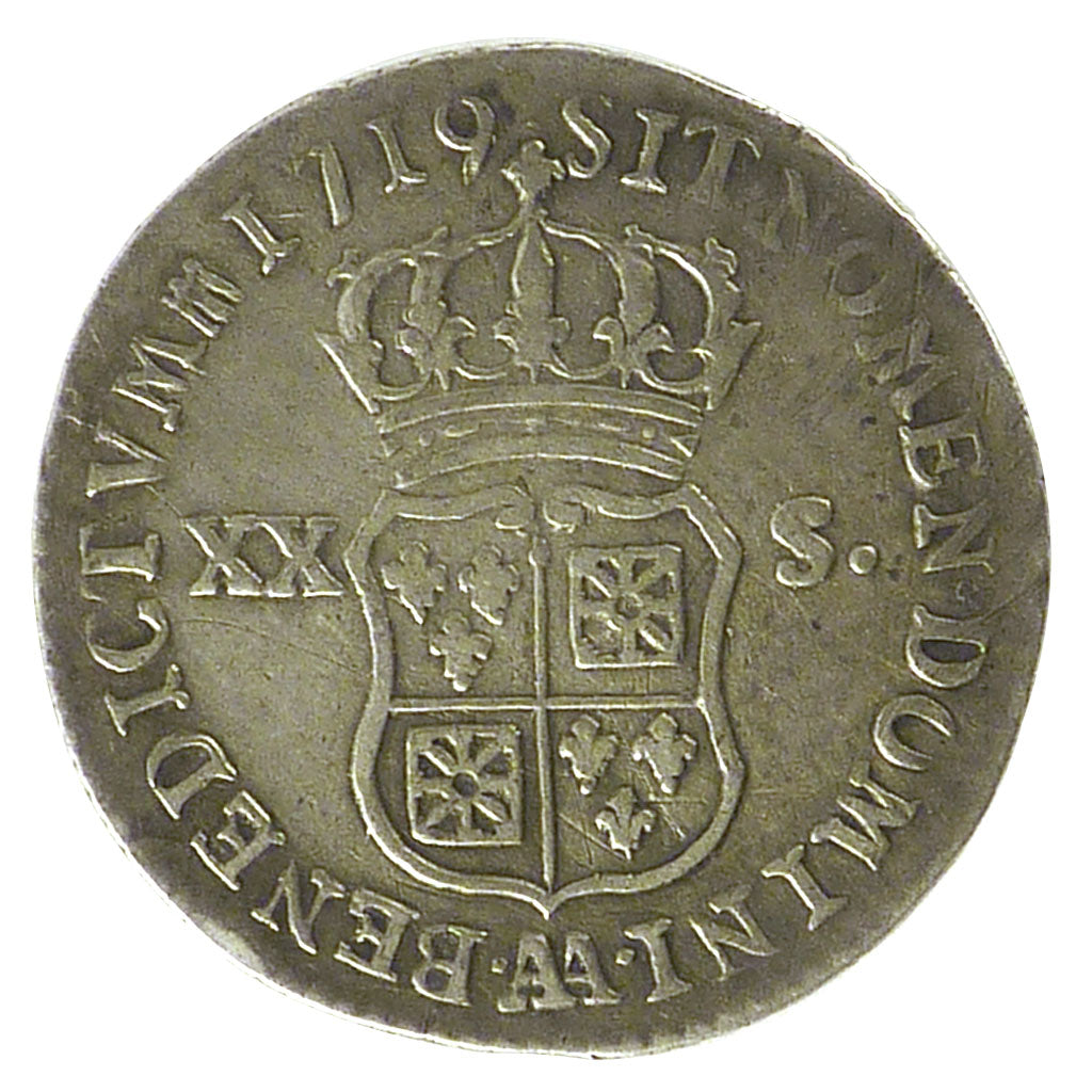 Francia, Louis XV, 1/6 Écu (XX – S) de France-Navarre, 20 Sols, 1/6 ECU, 1...