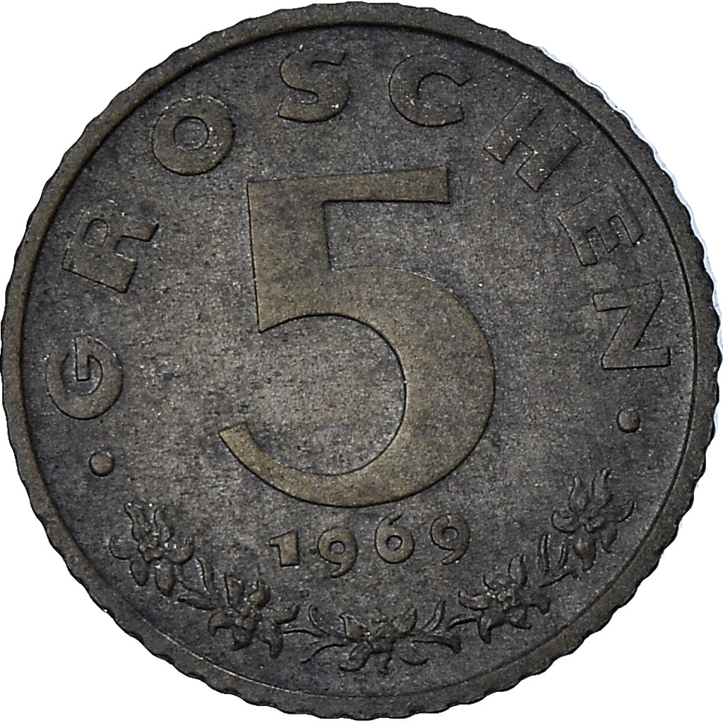 Coin, Austria, 5 Groschen, 1969, EF(40-45), Zinc, KM:2875