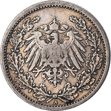 Coin, GERMANY - EMPIRE, 1/2 Mark, 1907, Berlin, VF(30-35), Silver, KM:17