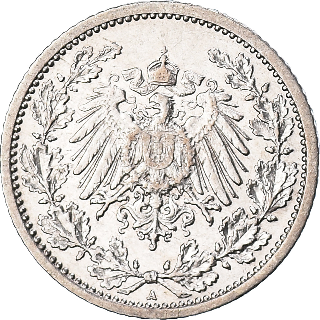 Coin, GERMANY - EMPIRE, 1/2 Mark, 1914, Berlin, AU(55-58), Silver, KM:17