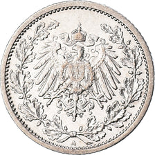 Coin, GERMANY - EMPIRE, 1/2 Mark, 1914, Berlin, AU(55-58), Silver, KM:17