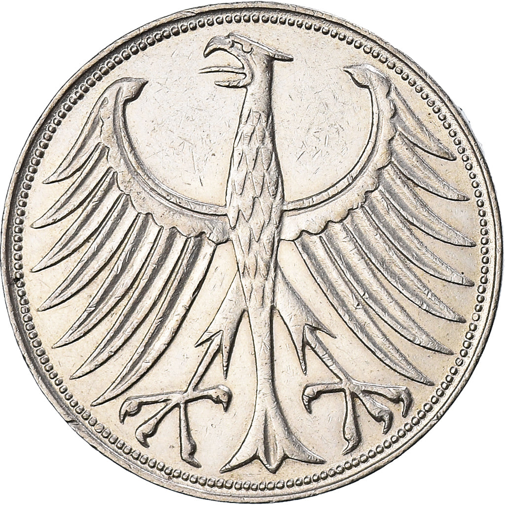 Coin, GERMANY - FEDERAL REPUBLIC, 5 Mark, 1951, Hambourg, EF(40-45), Silver