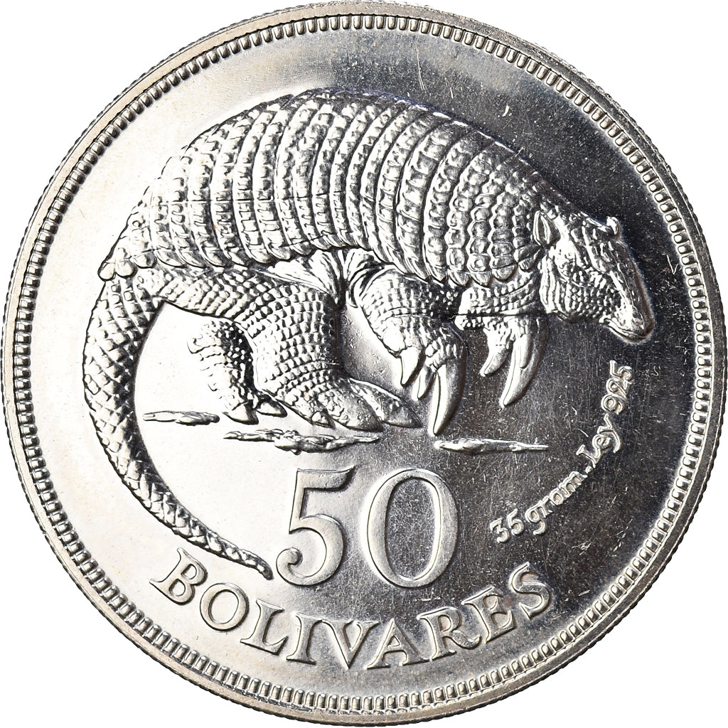Coin, Venezuela, 50 Bolivares, 1975, British Royal Mint, MS(63), Silver, KM:47