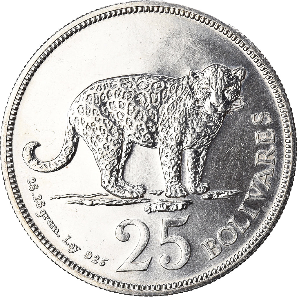Moneta, Venezuela, 25 Bolivares, 1975, British Royal Mint, SPL, Argento, KM:46