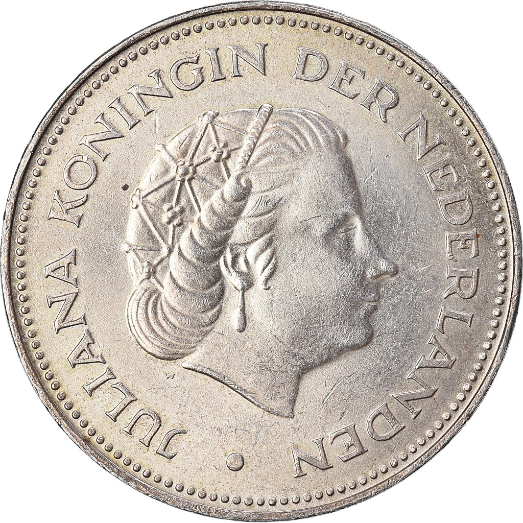 Coin, Netherlands, Juliana, 10 Gulden, 1970, EF(40-45), Silver, KM:195