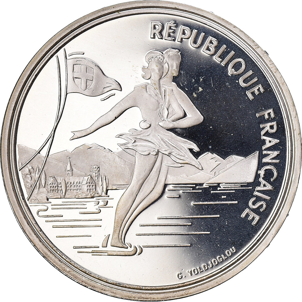 Coin, France, Ice Skating Couple, 100 Francs, 1989, BE, MS(65-70), Silver