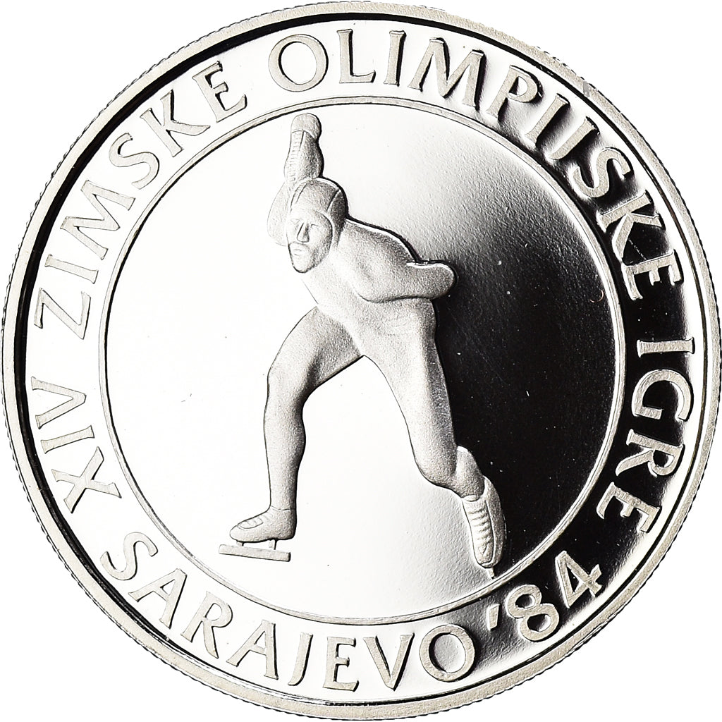 Coin, Yugoslavia, 1984 Winter Olympics, 100 Dinara, 1984, BE, MS(65-70), Silver