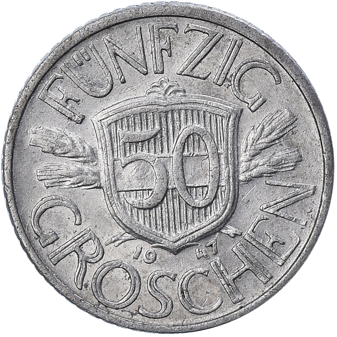 Coin, Austria, 50 Groschen, 1947, MS(63), Aluminum, KM:2870