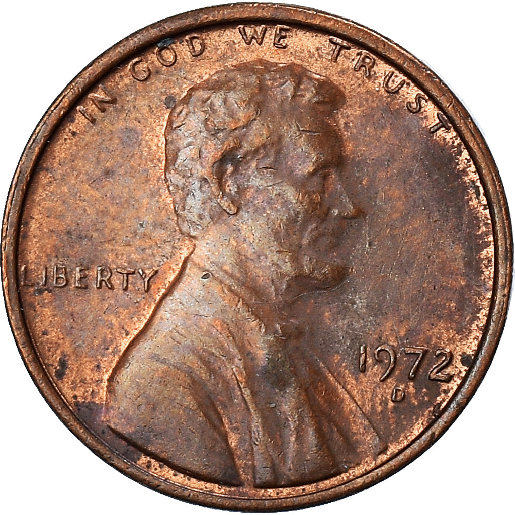 Monnaie, États-Unis, Lincoln Cent, Cent, 1972, U.S. Mint, Denver, TB, Laiton