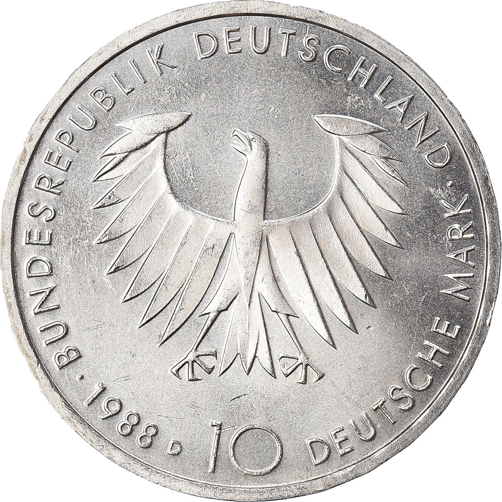 Moneda, ALEMANIA - REPÚBLICA FEDERAL, 10 Mark, 1988, Munich, Germany, MBC