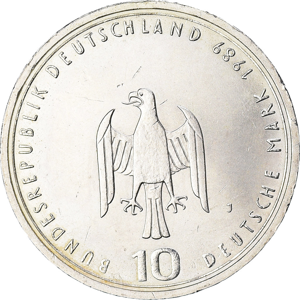 Moneta, GERMANIA - REPUBBLICA FEDERALE, 10 Mark, 1989, Hamburg, Germany, BB