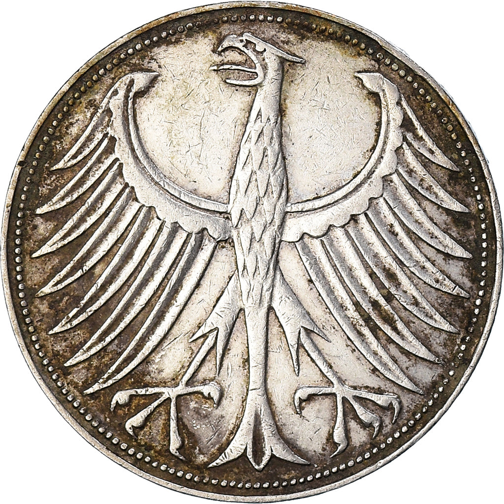 Coin, GERMANY - FEDERAL REPUBLIC, 5 Mark, 1951, Hambourg, VF(30-35), Silver