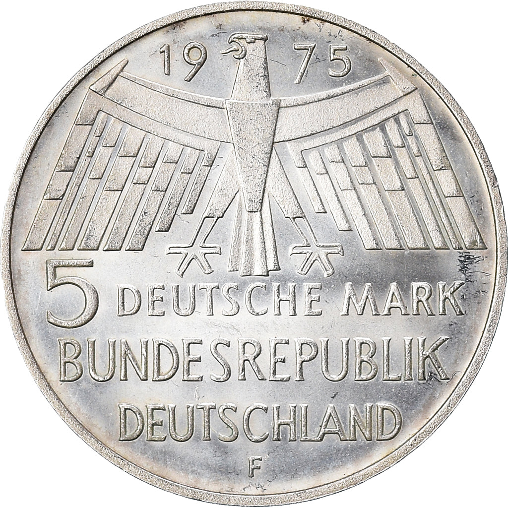 Coin, GERMANY - FEDERAL REPUBLIC, 5 Mark, 1975, Stuttgart, Germany, BE