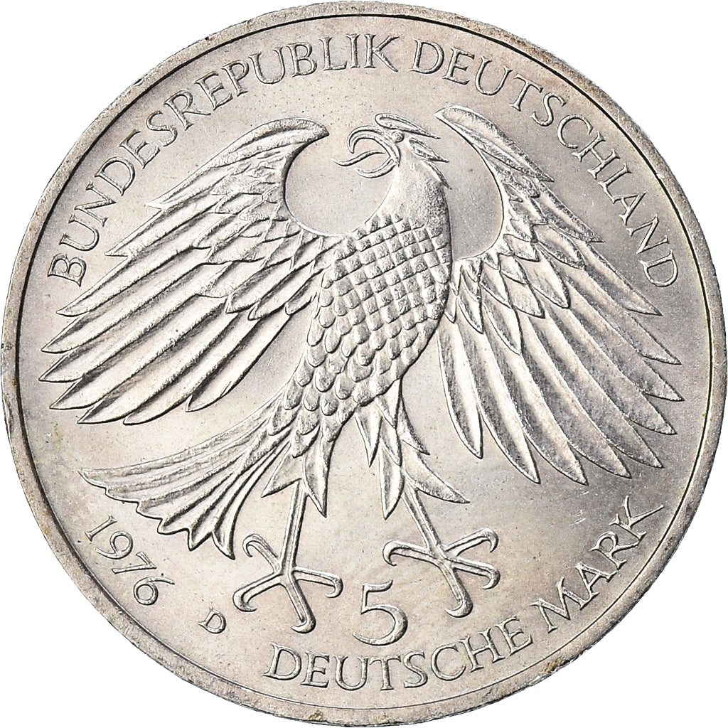 Moneta, GERMANIA - REPUBBLICA FEDERALE, 5 Mark, 1976, Munich, Germany, BB