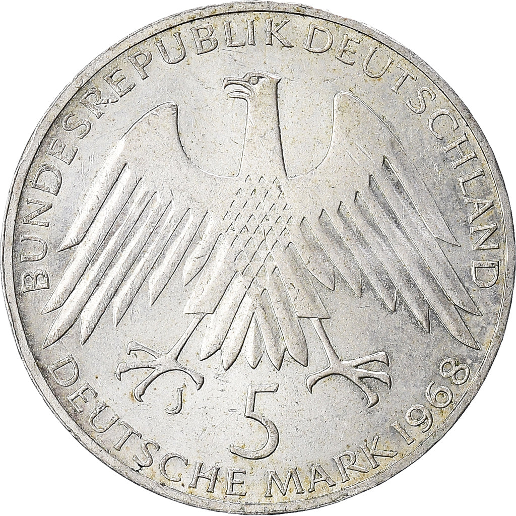 Coin, GERMANY - FEDERAL REPUBLIC, 5 Mark, 1968, Hamburg, Germany, EF(40-45)