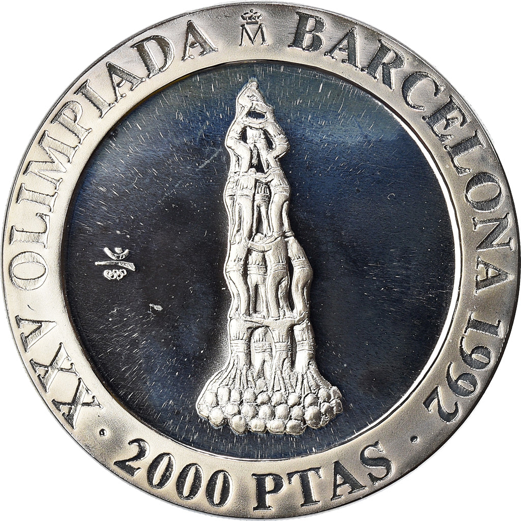Coin, Spain, Juan Carlos I, 2000 Pesetas, 1990, BE, MS(65-70), Silver, KM:863