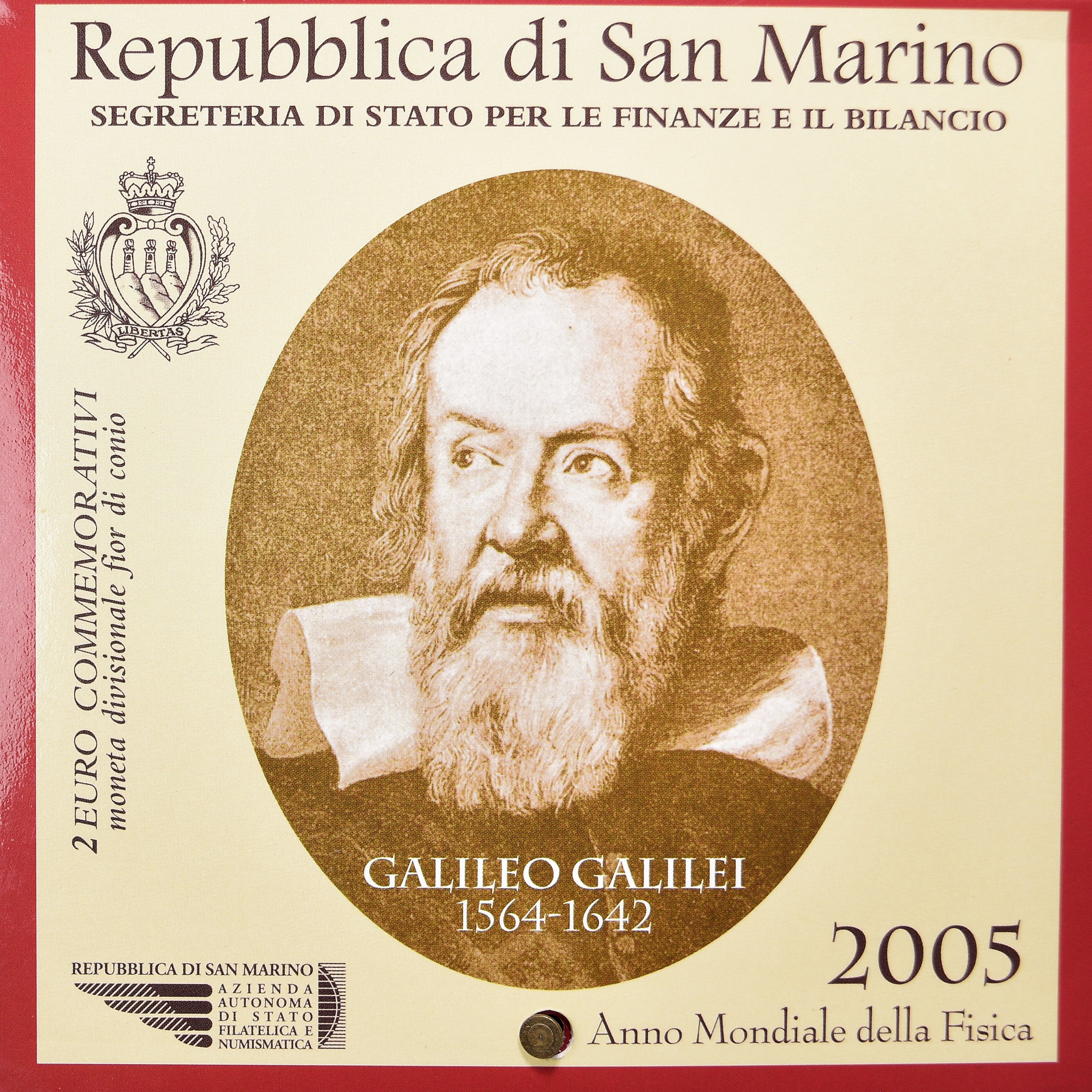 San Marino, 2 Euro, 2005, Rome, Anno Mondiale Della Fisica, FDC, Bi-metallico