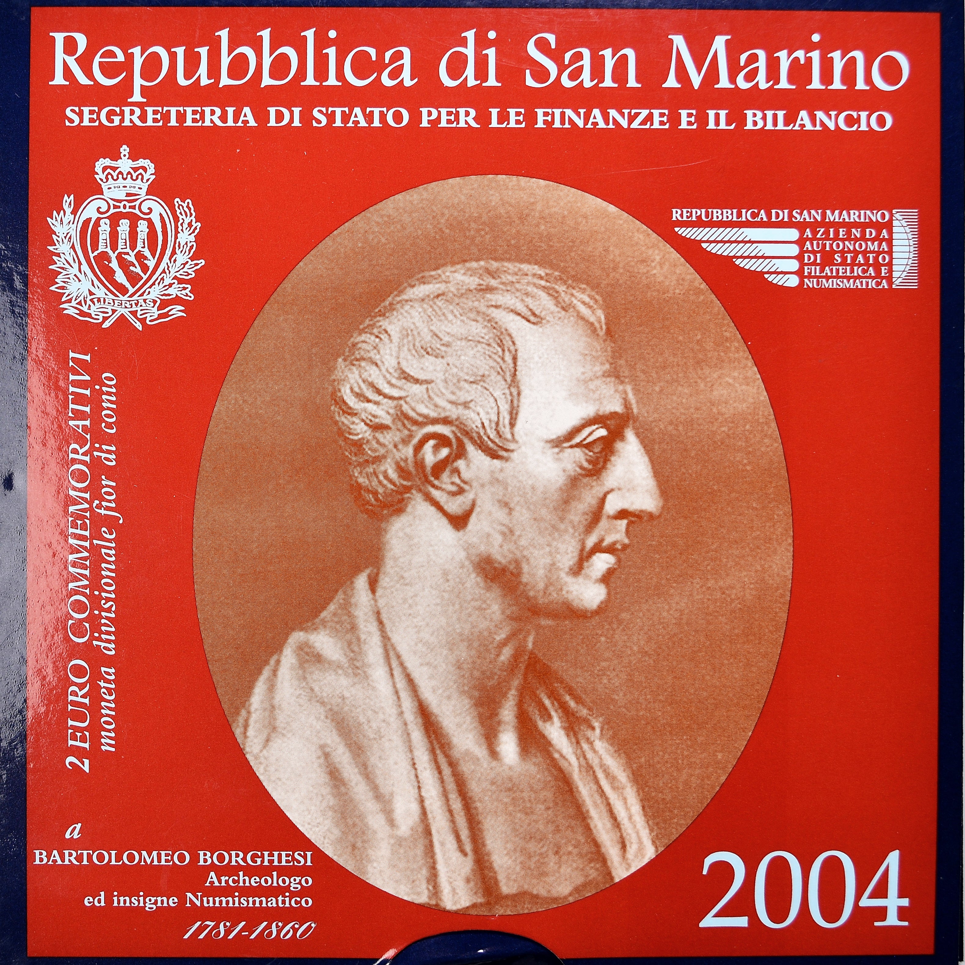 Saint Marin , 2 Euro, Bartolomeo Borghesi, 2004, FDC, Bimétallique