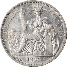 Moneda, INDOCHINA FRANCESA, 50 Cents, 1936, MBC, Plata, KM:4a.2