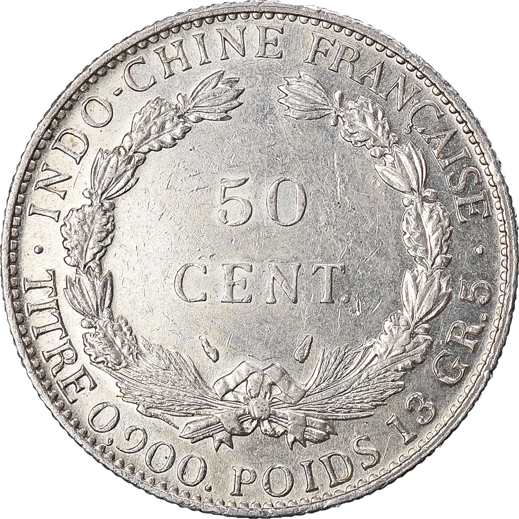 Coin, FRENCH INDO-CHINA, 50 Cents, 1936, EF(40-45), Silver, KM:4a.2