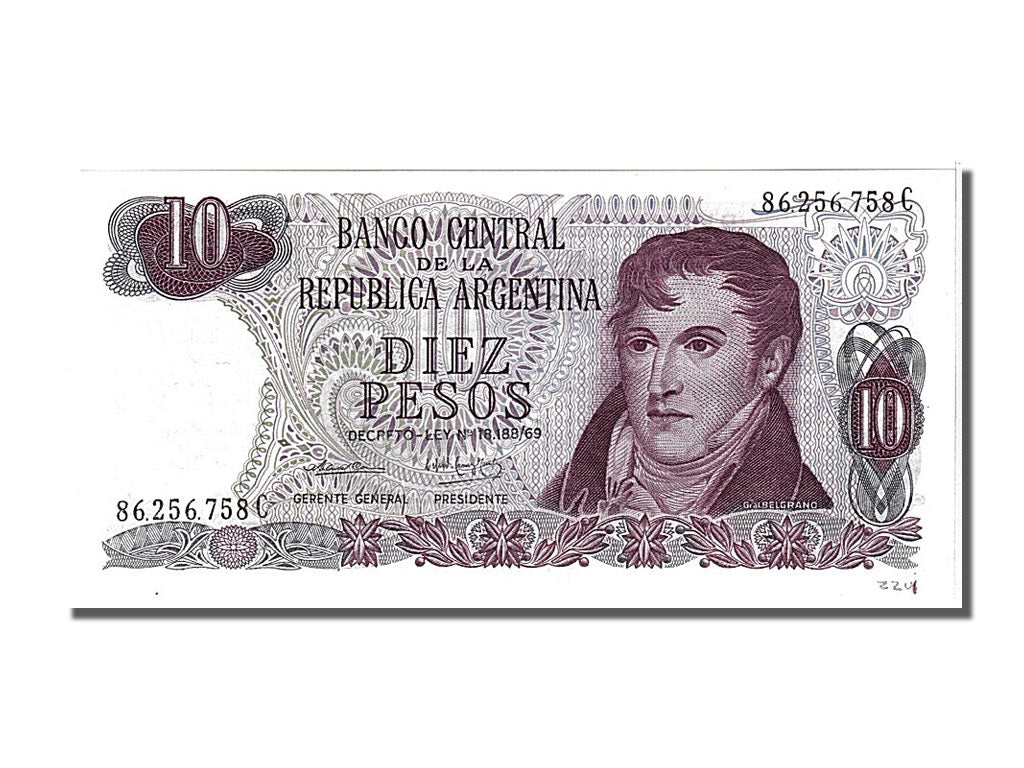 Argentina, 10 Pesos, 1973, KM #295, UNC(65-70), 758C