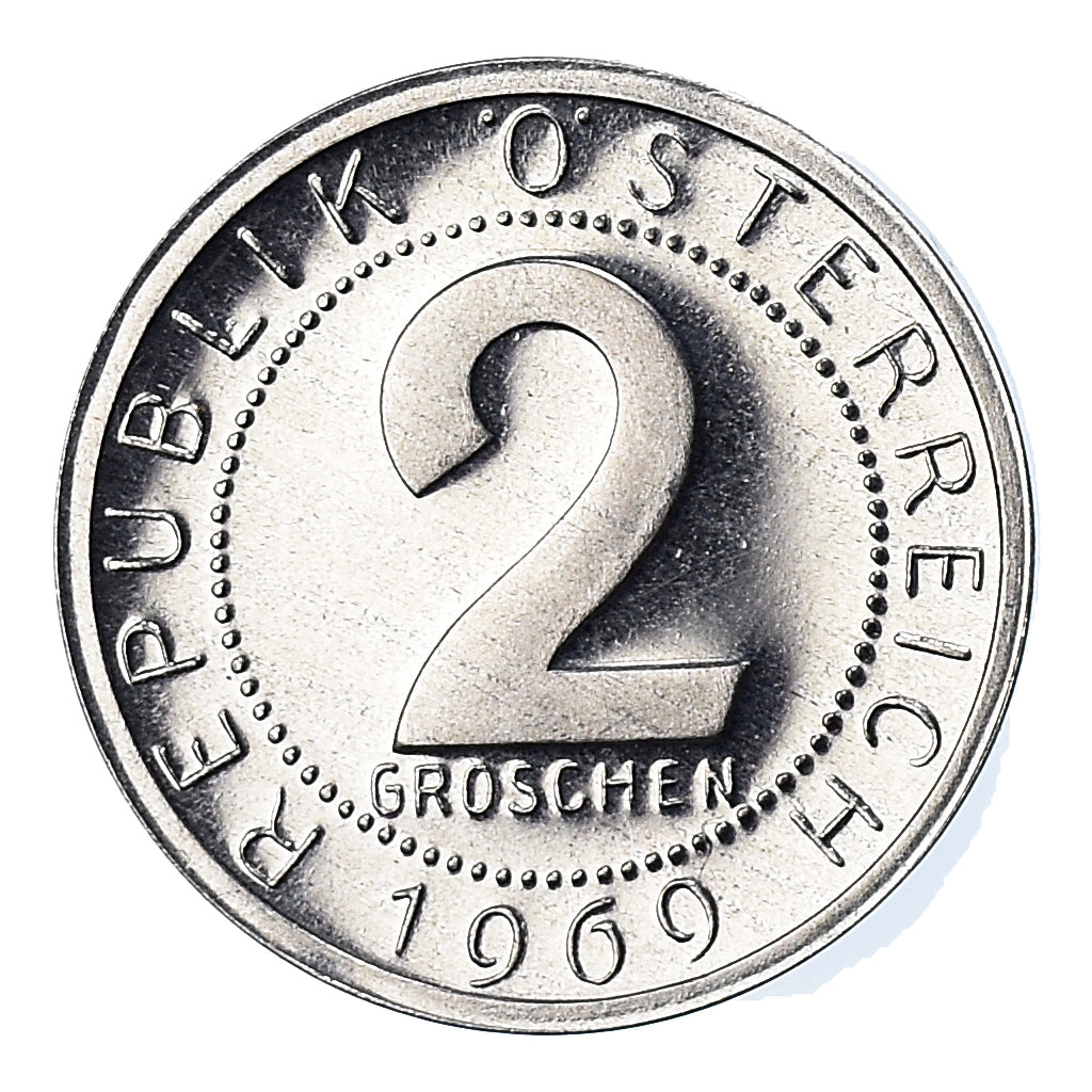 Coin, Austria, 2 Groschen, 1969, BE, MS(65-70), Aluminum, KM:2876