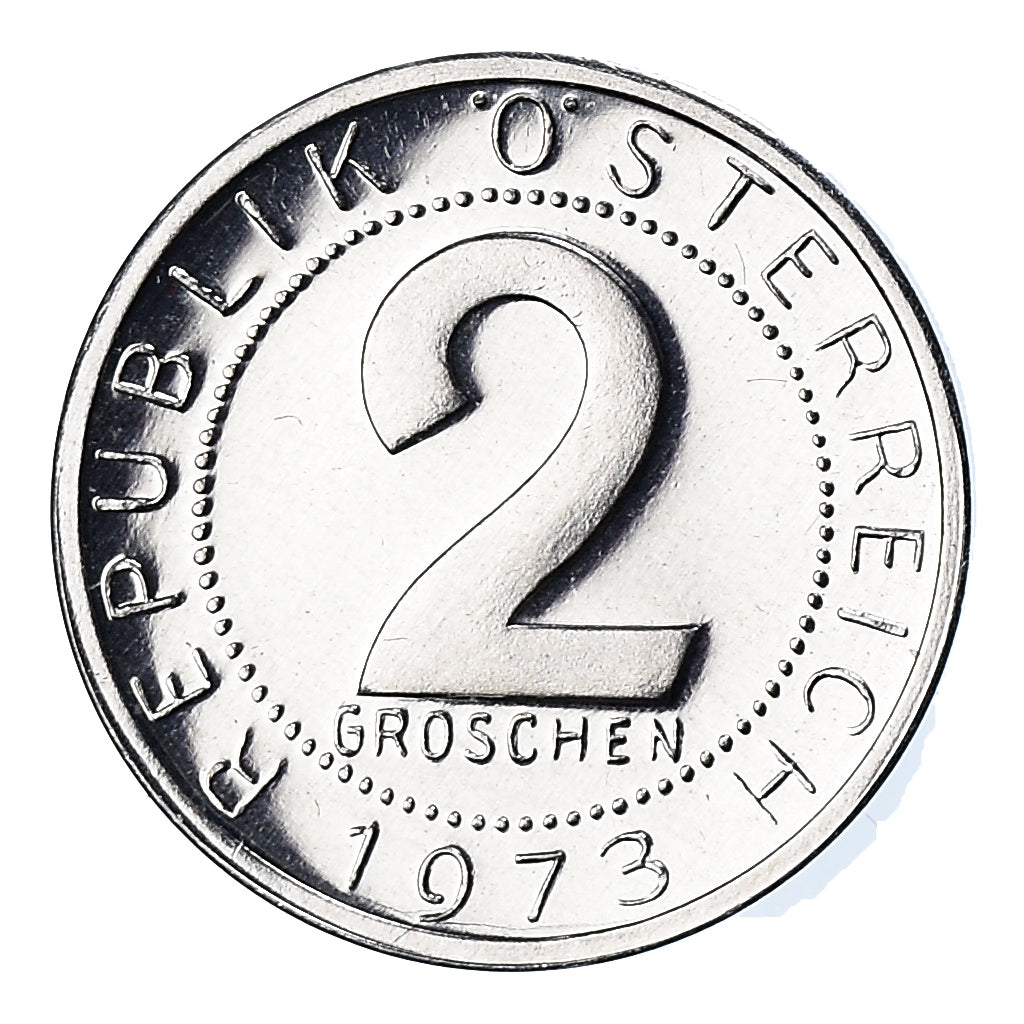 Coin, Austria, 2 Groschen, 1973, FDC, MS(65-70), Aluminum, KM:2876