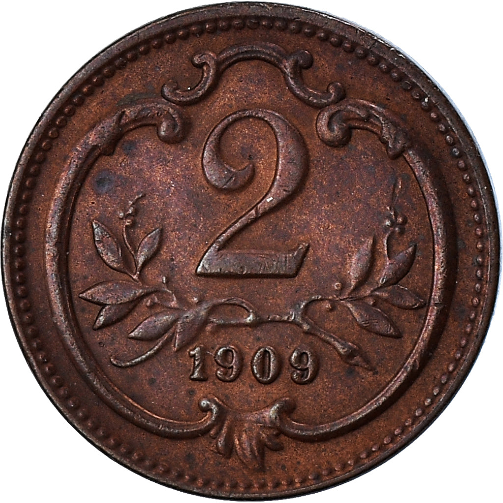 Münze, Österreich, Franz Joseph I, 2 Heller, 1909, SS, Bronze, KM:2801