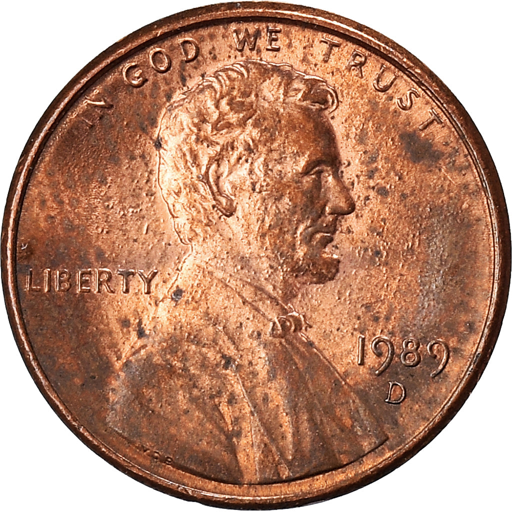 Monnaie, États-Unis, Lincoln Cent, Cent, 1989, U.S. Mint, Denver, TB, Copper
