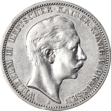 Moeda, Estados Alemães, PRUSSIA, Wilhelm II, 3 Mark, 1908, Berlin, AU(50-53)