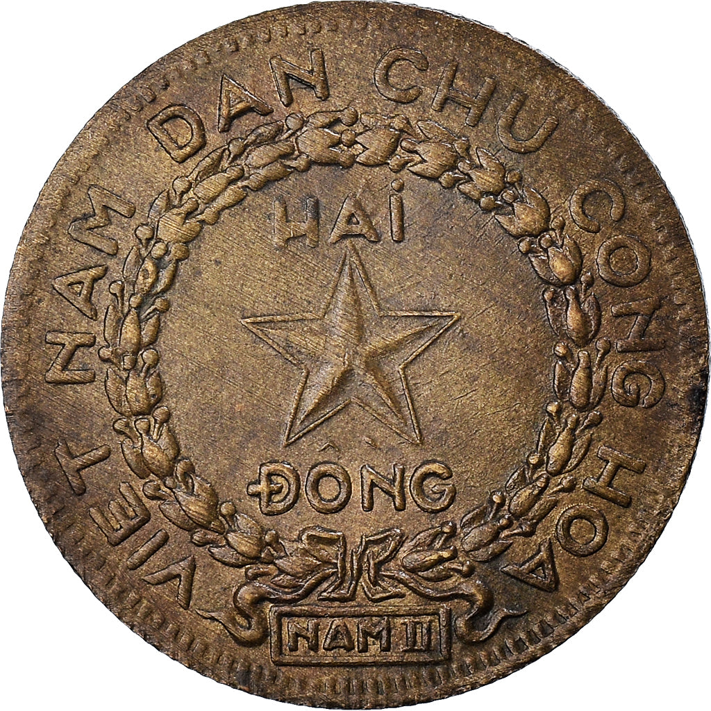 Moneda, Vietnam, 2 Dông, 1946, MBC+, Bronce, KM:4