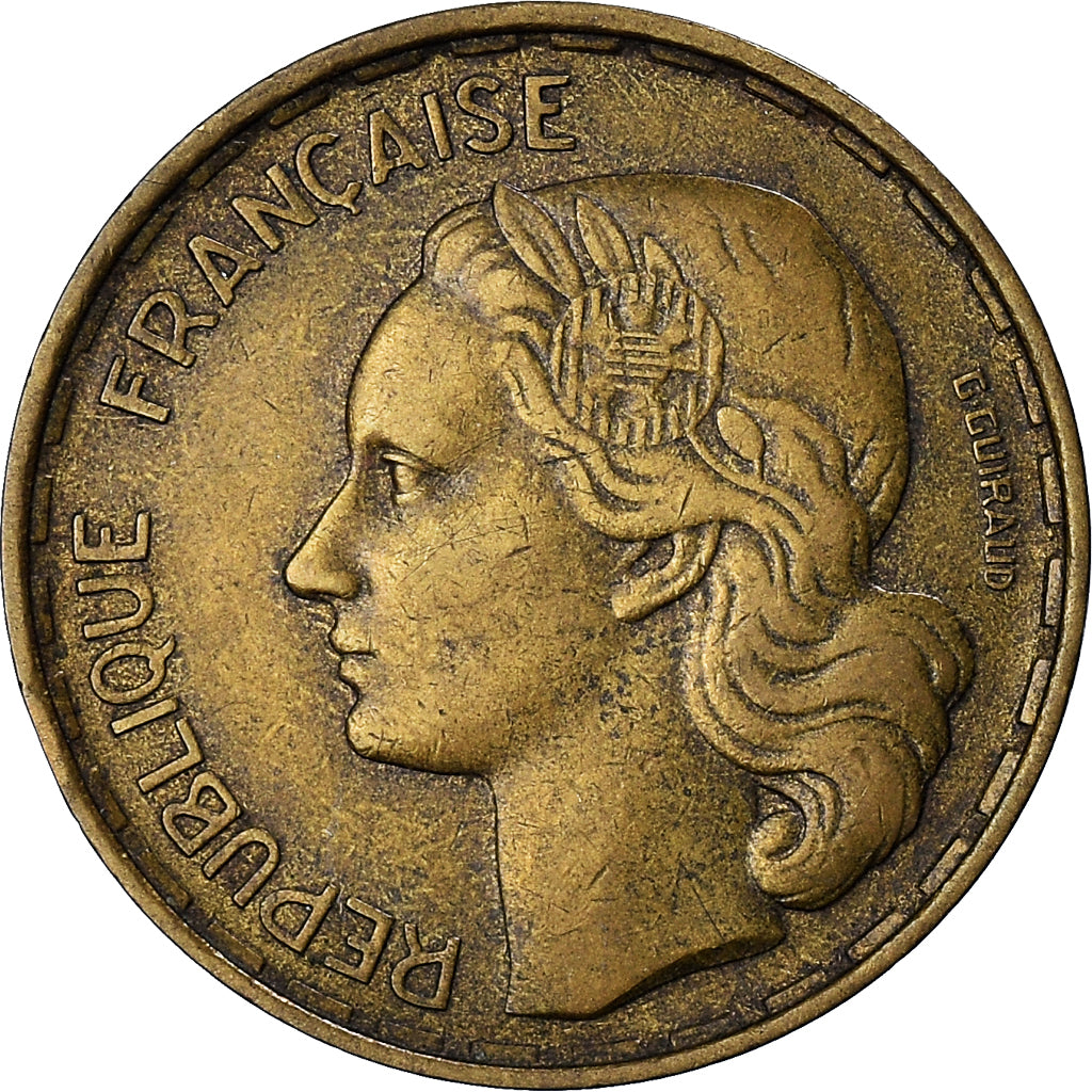 Moneta, Francia, Guiraud, 50 Francs, 1954, Paris, MB+, Alluminio-bronzo