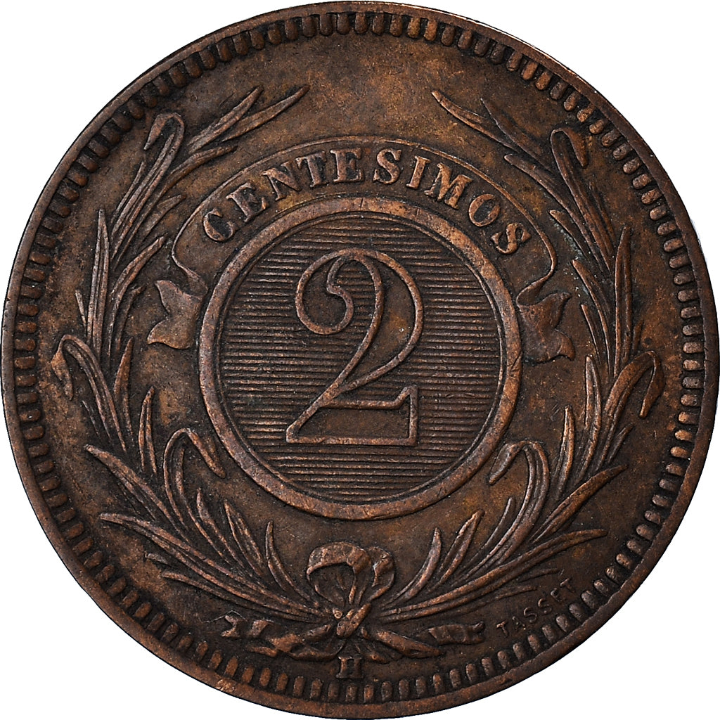 Coin, Uruguay, 2 Centesimos, 1869, Uruguay Mint, Paris, Berlin, Vienna
