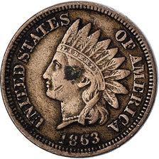 Coin, United States, Indian Head Cent, Cent, 1863, U.S. Mint, Philadelphia