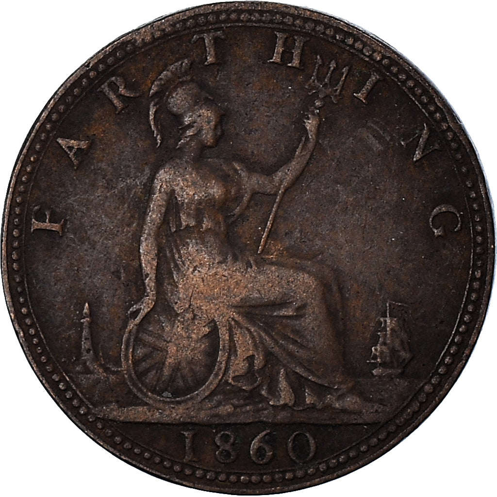Coin, Great Britain, Victoria, Farthing, 1860, VF(30-35), Bronze, KM:747.2