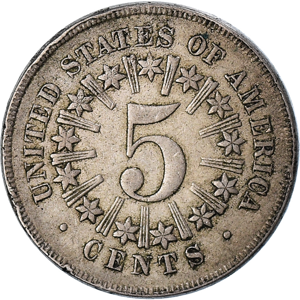 Coin, United States, 5 Cents, 1866, Philadelphia, Union Shield, VF(20-25)
