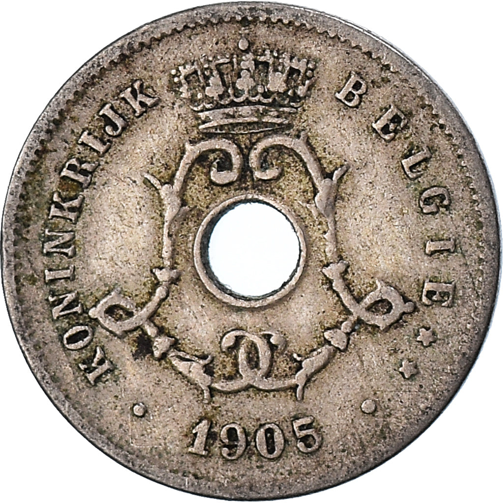 Moneda, Bélgica, 5 Centimes, 1905, BC+, Cobre - níquel, KM:55