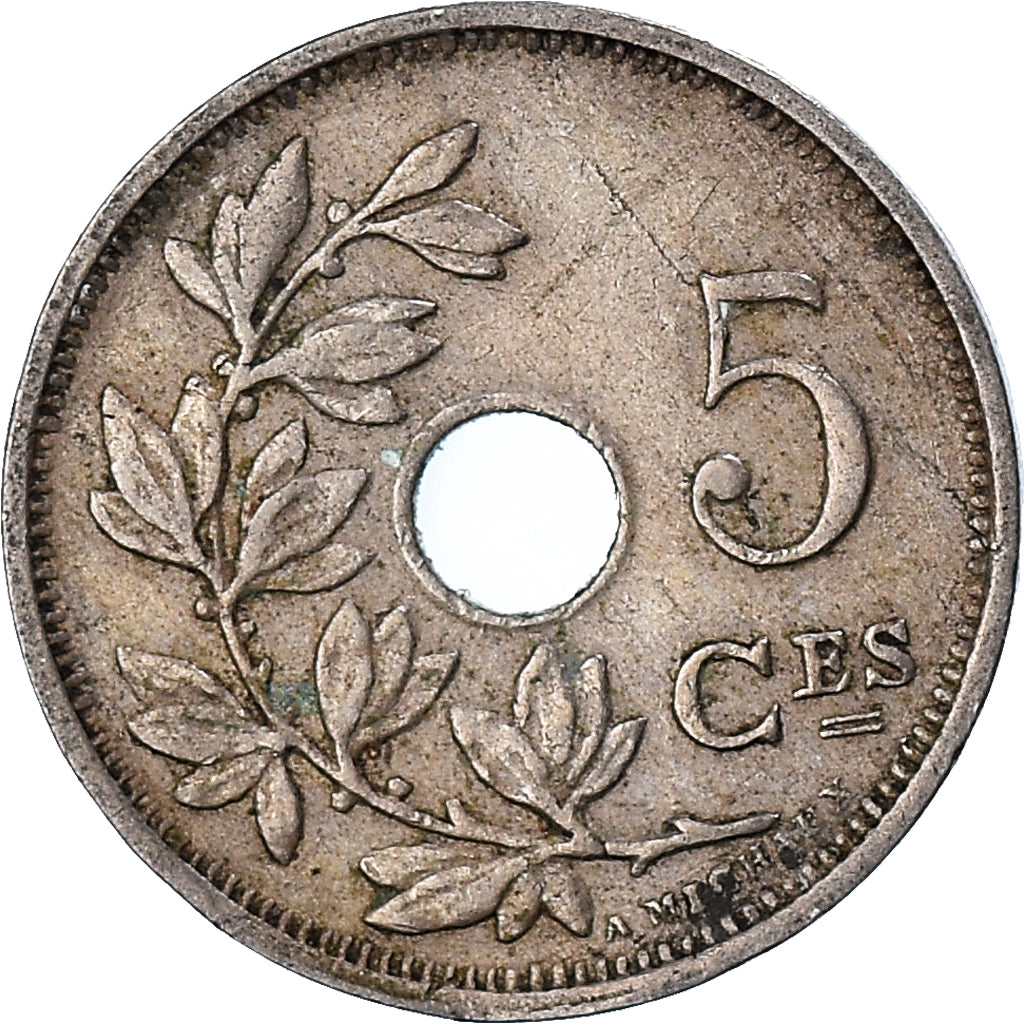 Moneta, Belgio, 5 Centimes, 1923, MB+, Rame-nichel, KM:66