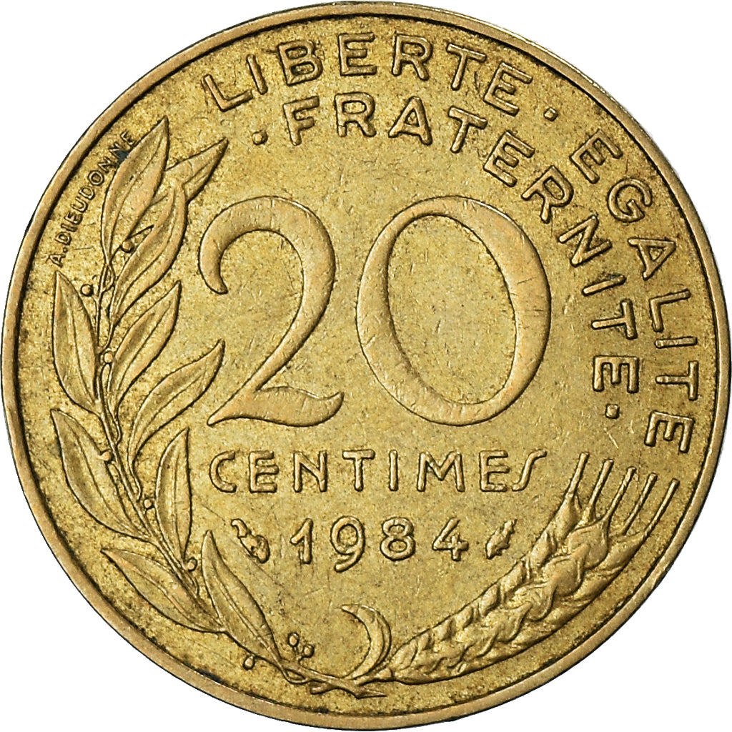 Coin, France, Marianne, 20 Centimes, 1984, Paris, VF(20-25), Aluminum-Bronze