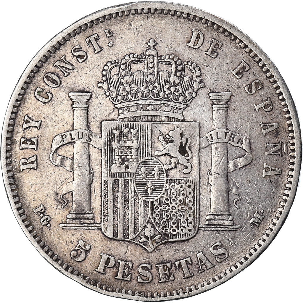 Coin, Spain, Alfonso XIII, 5 Pesetas, 1891, EF(40-45), Silver, KM:689