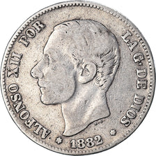 Coin, Spain, Alfonso XII, 2 Pesetas, 1882, Madrid, VF(20-25), Silver, KM:678.2