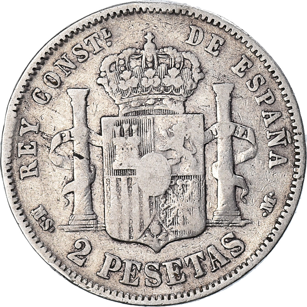Coin, Spain, Alfonso XII, 2 Pesetas, 1882, Madrid, VF(20-25), Silver, KM:678.2