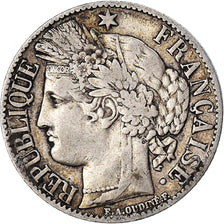 Moeda, França, Cérès, Franc, 1871, Paris, VF(20-25), Prata, KM:822.1