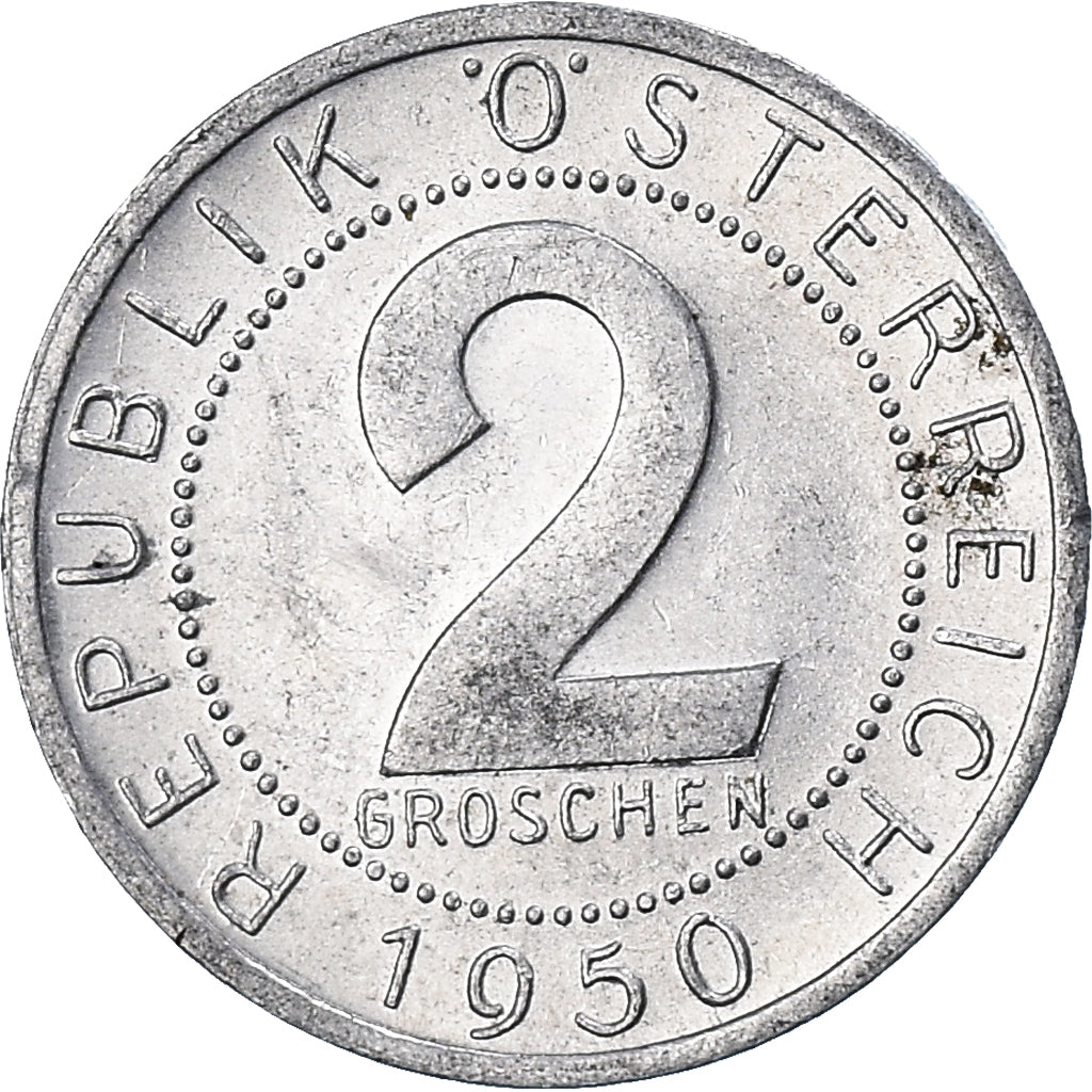 Coin, Austria, 2 Groschen, 1950, VF(30-35), Aluminum, KM:2876