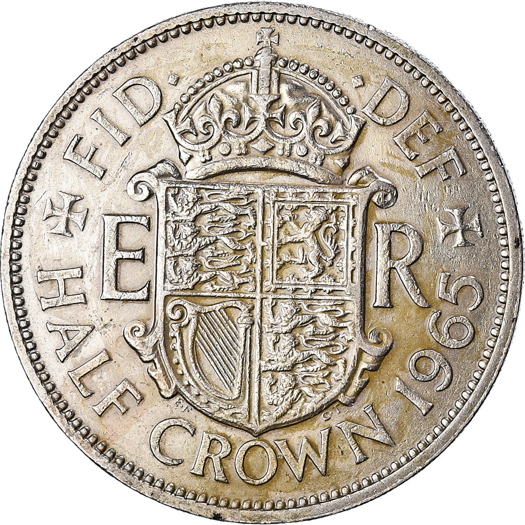 Coin, Great Britain, Elizabeth II, 1/2 Crown, 1965, EF(40-45), Copper-nickel
